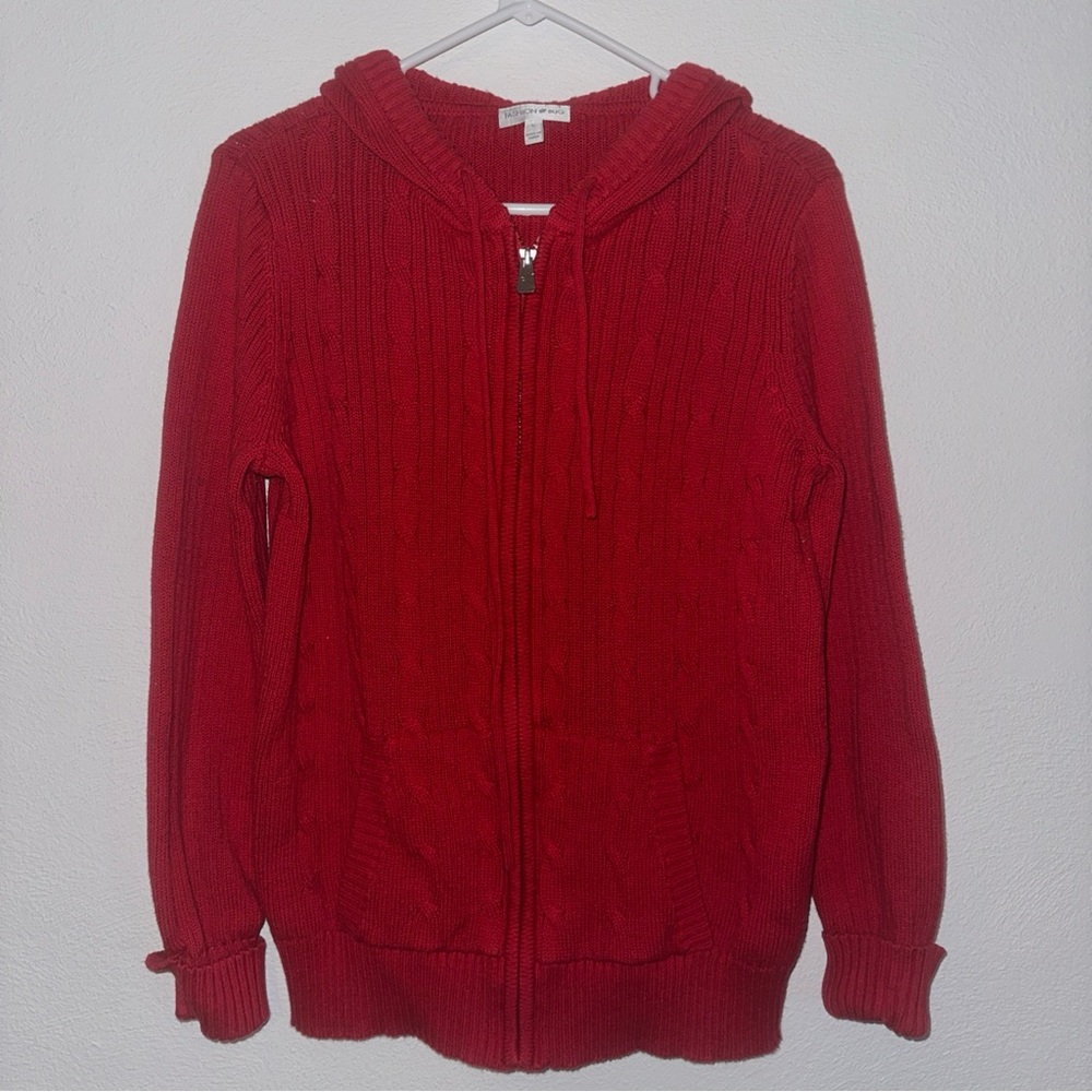 Y2K Fashion Bug Women's Red Zip Up 100% Cotton Jacket Size Large